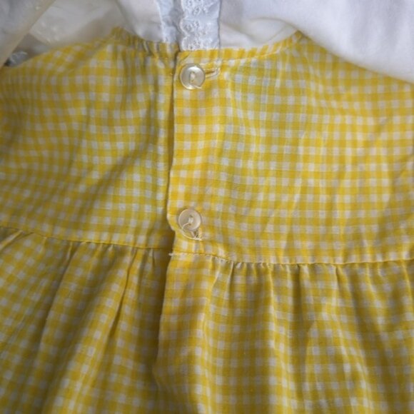 Vintage Yellow Gingham Party Dress Floral Easter Size 3x - Picture 9 of 15